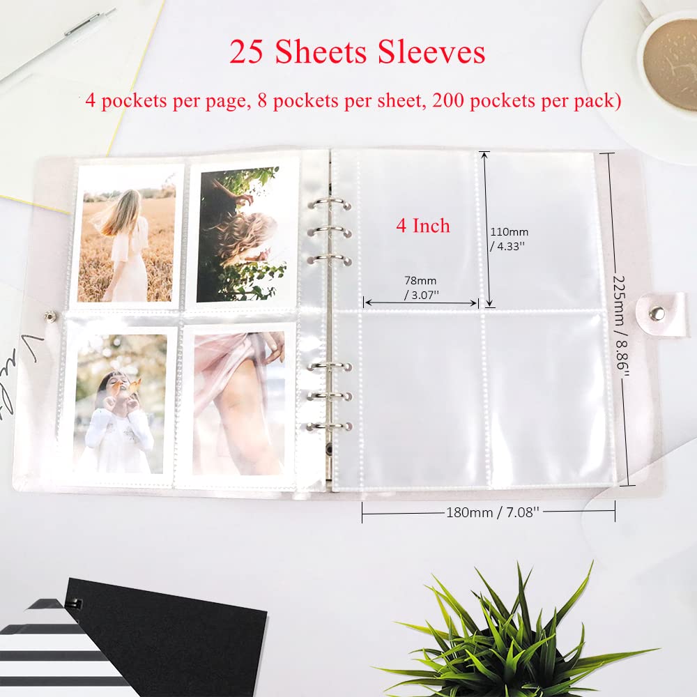 Amazon.co.jp: 25枚 200ポケット 4インチフォトアルバムスリーブ